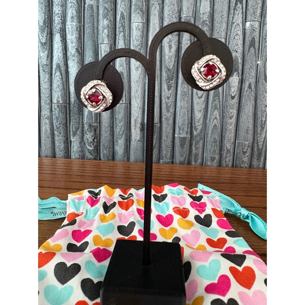 Brighton Silver Earrings with Red Center Stones